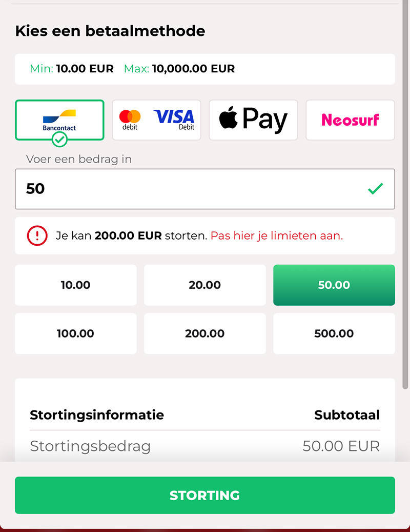 Makkelijk geld storten in 711 casino.