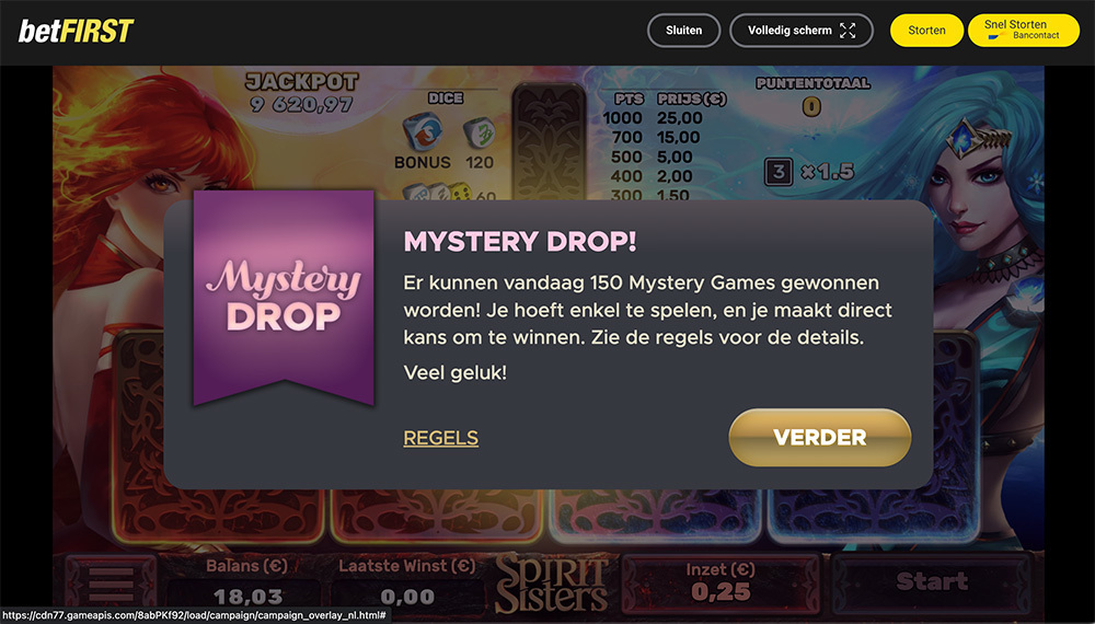 Betfirst Mystery Drops op AirDice games