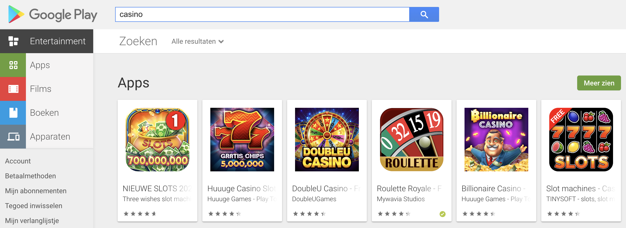 Google Play casino apps