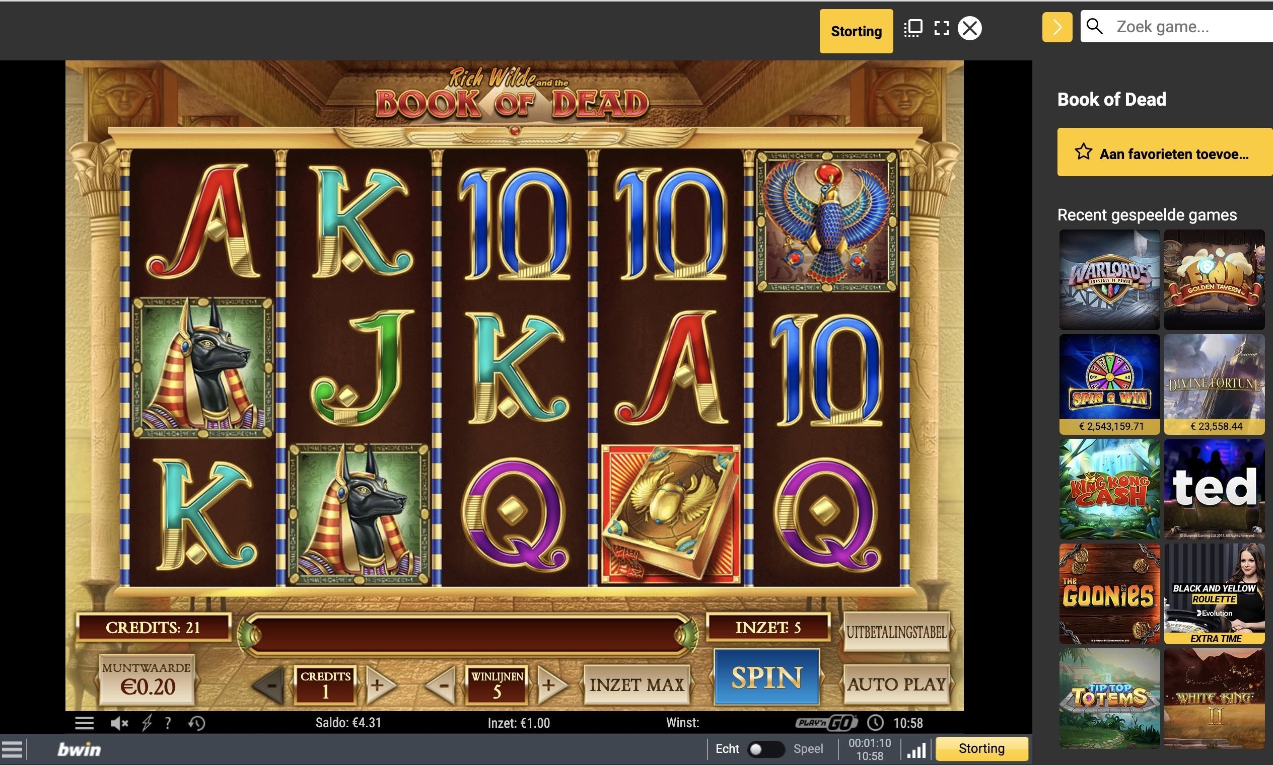 Bwin Casino Game - Book of Ra