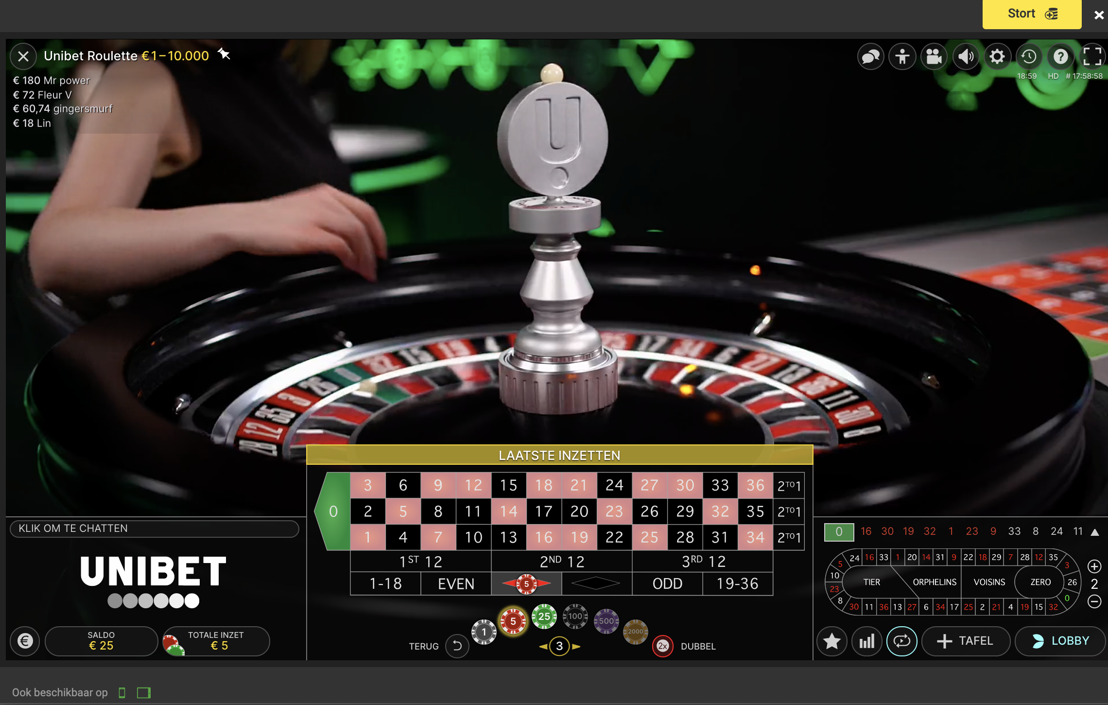 Unibet Live Casino Roulette